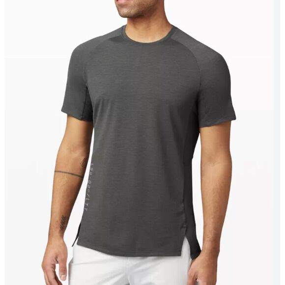 Men Lululemon Always Agile Short Sleeve Shirt Graphite Grey and Green - Picture 1 of 9